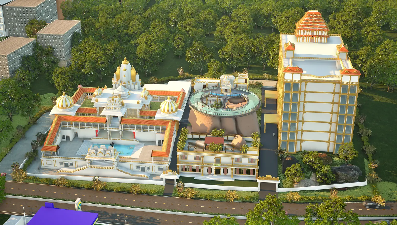 The site and its surroundings — the new temple at the Vedic Cultural Centre, Nallagandla