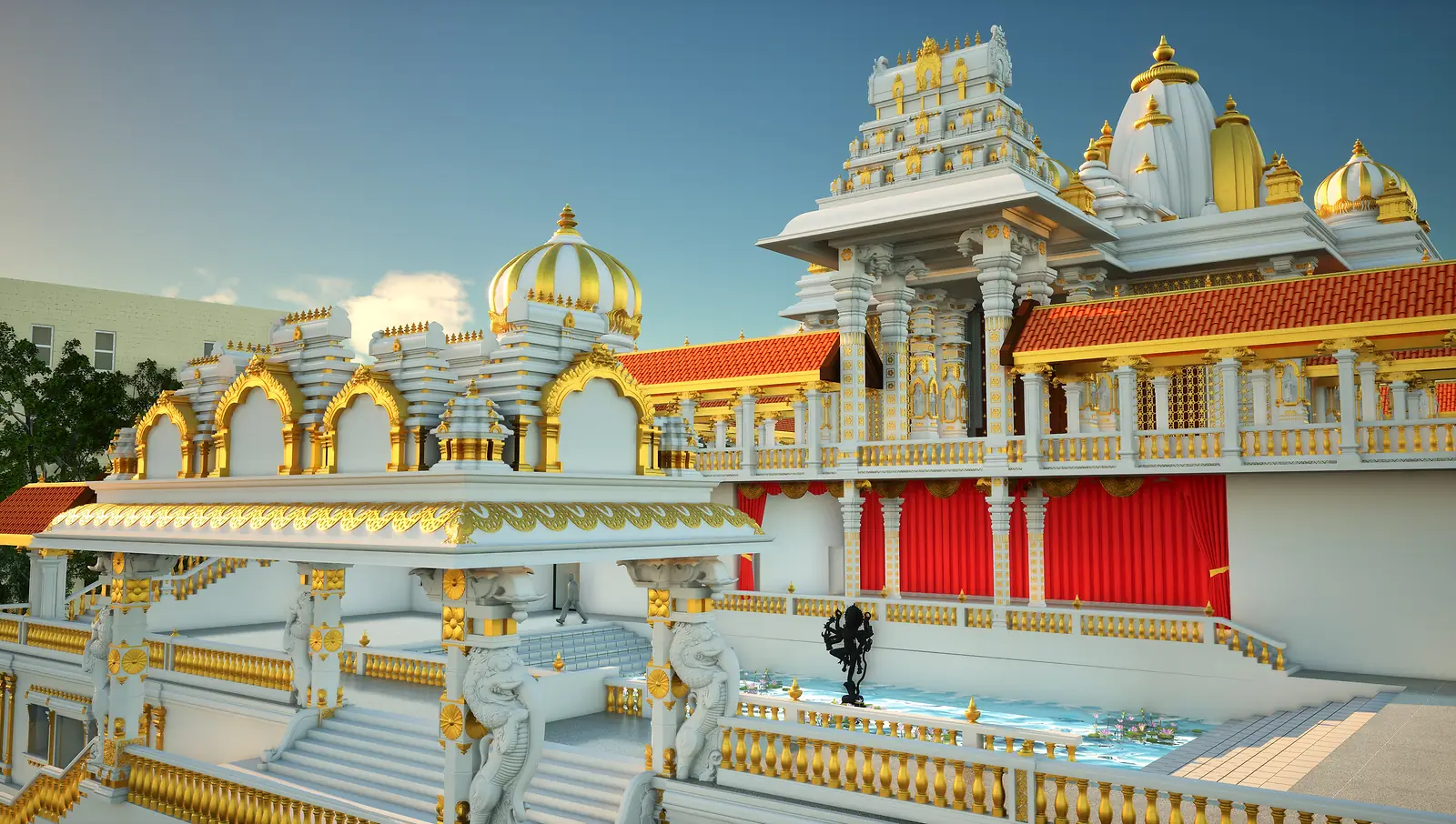 The inner courtyard — the new temple at the Vedic Cultural Centre, Nallagandla