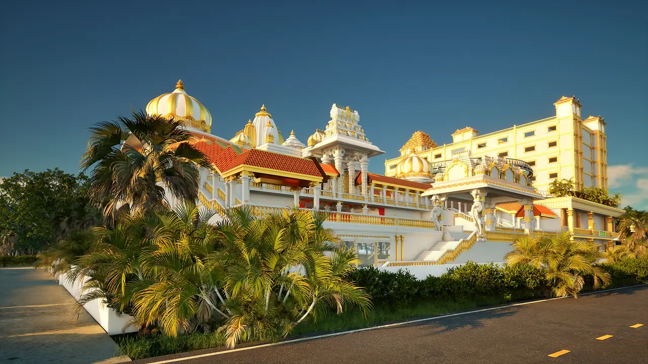The temple from the approach road
