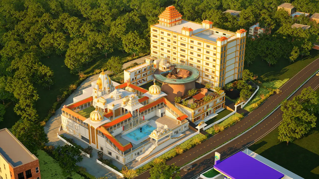 The whole complex from the air
